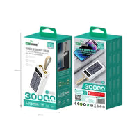 Two packaging boxes of a solar power bank with dimensions on a white background