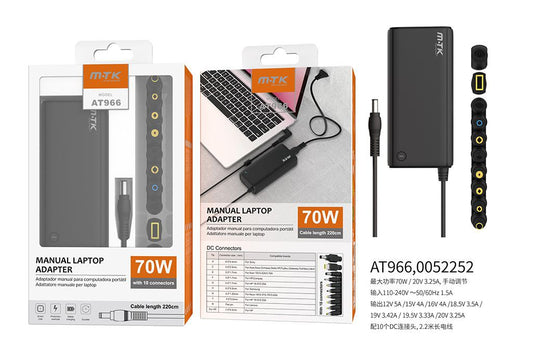 Cargador universal manual para ordenadores portátiles de 70 W MTK AT966