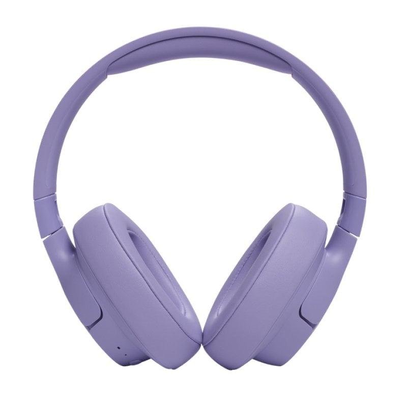 Purple headphones on a white background