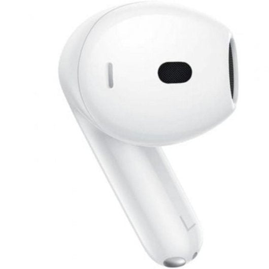 White wireless earbuds on a white background