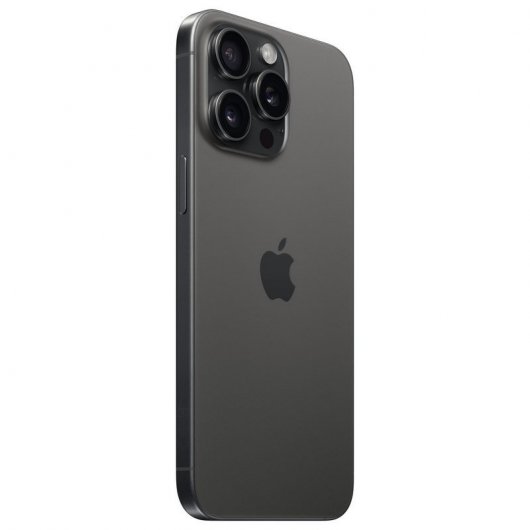 A dark gray Apple iPhone shown from the back, featuring a triple-camera system and the Apple logo, isolated on a white background.