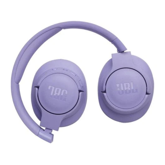 Purple JBL headphones on a white background