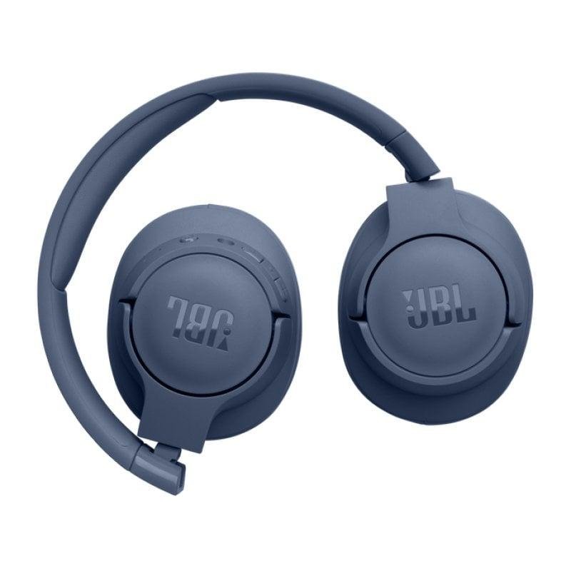 Blue JBL headphones on a white background