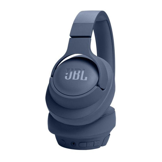 Blue JBL headphones on a white backgroundV
