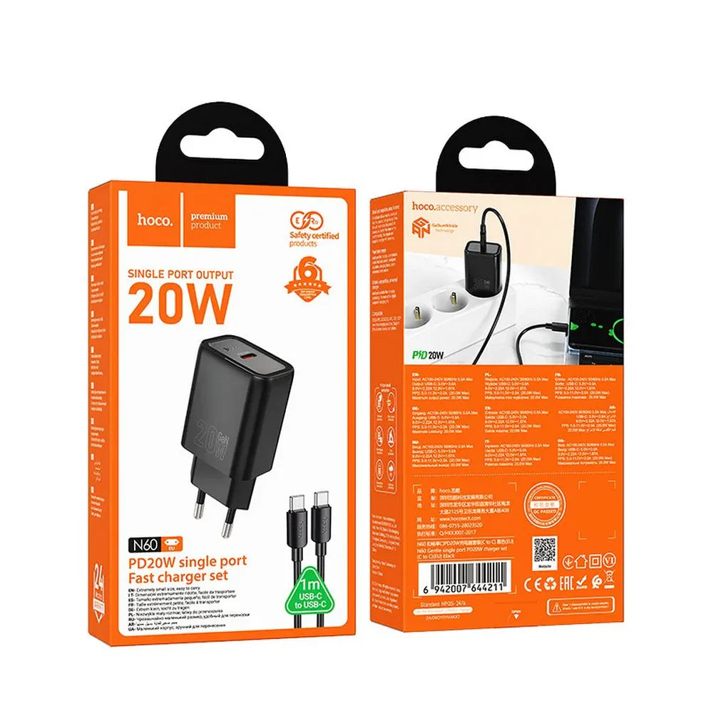 HOCO N60 20W USB-C Wall Charger with Lightning Cable