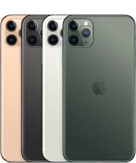 Four iPhone models in different colors displayed side by side.