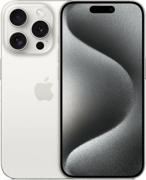 White smartphone with Apple logo on a white background