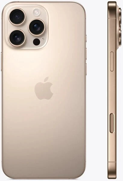 Gold iPhone 12 Pro Max showing back, side, and front views on a white background