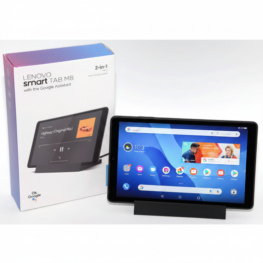Lenovo Smart Tab M8 on dock front view