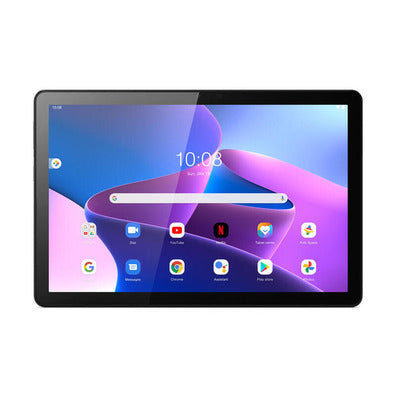 Tablet with a colorful display on a white background