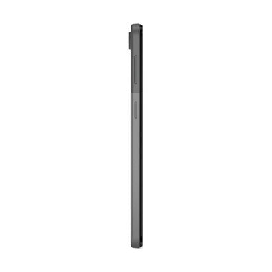 A slim, dark gray tablet shown from a side profile view against a plain white background.