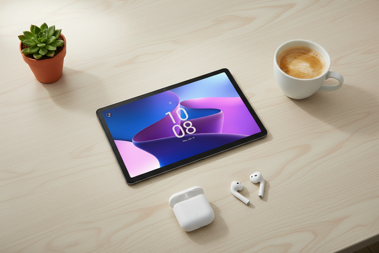 Lenovo Tab M10 - Flat lay lifestyle