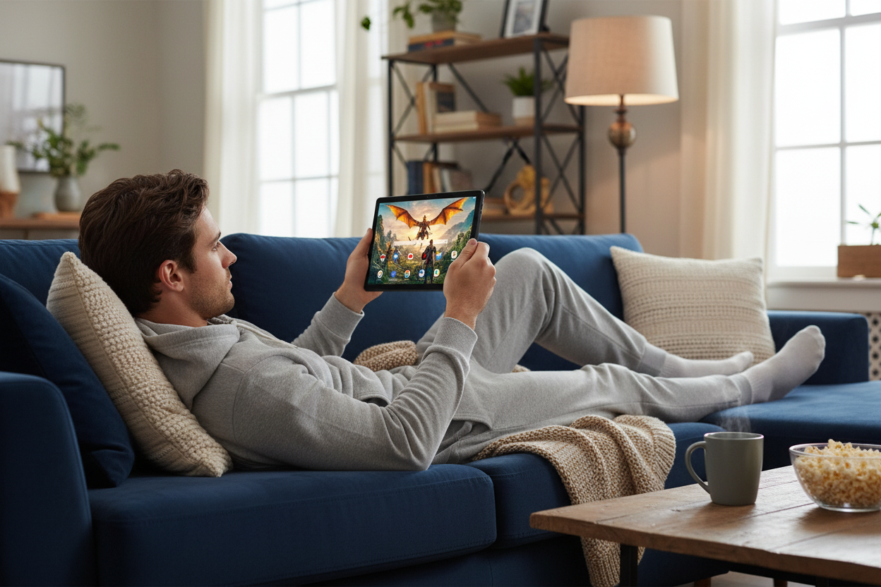 Lenovo Tab M10 - Man watching movie