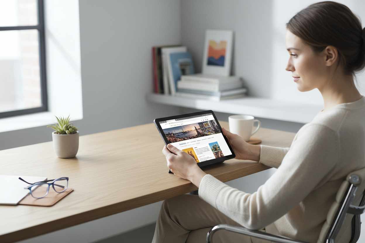 Lenovo Tab M10 - Woman at home office