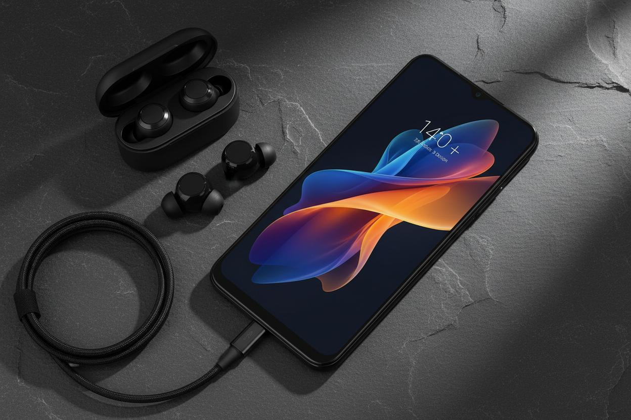 ZTE Blade V40 Black Flat Lay